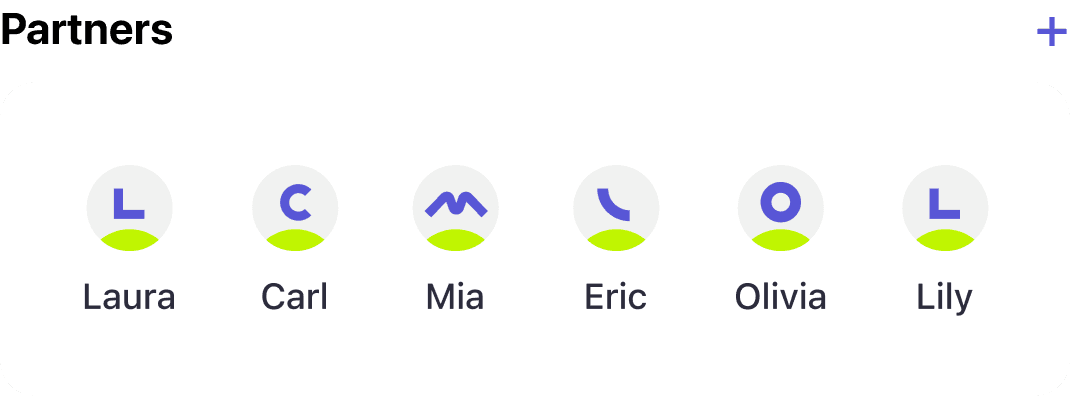 Partners collaboration screen in onbalance